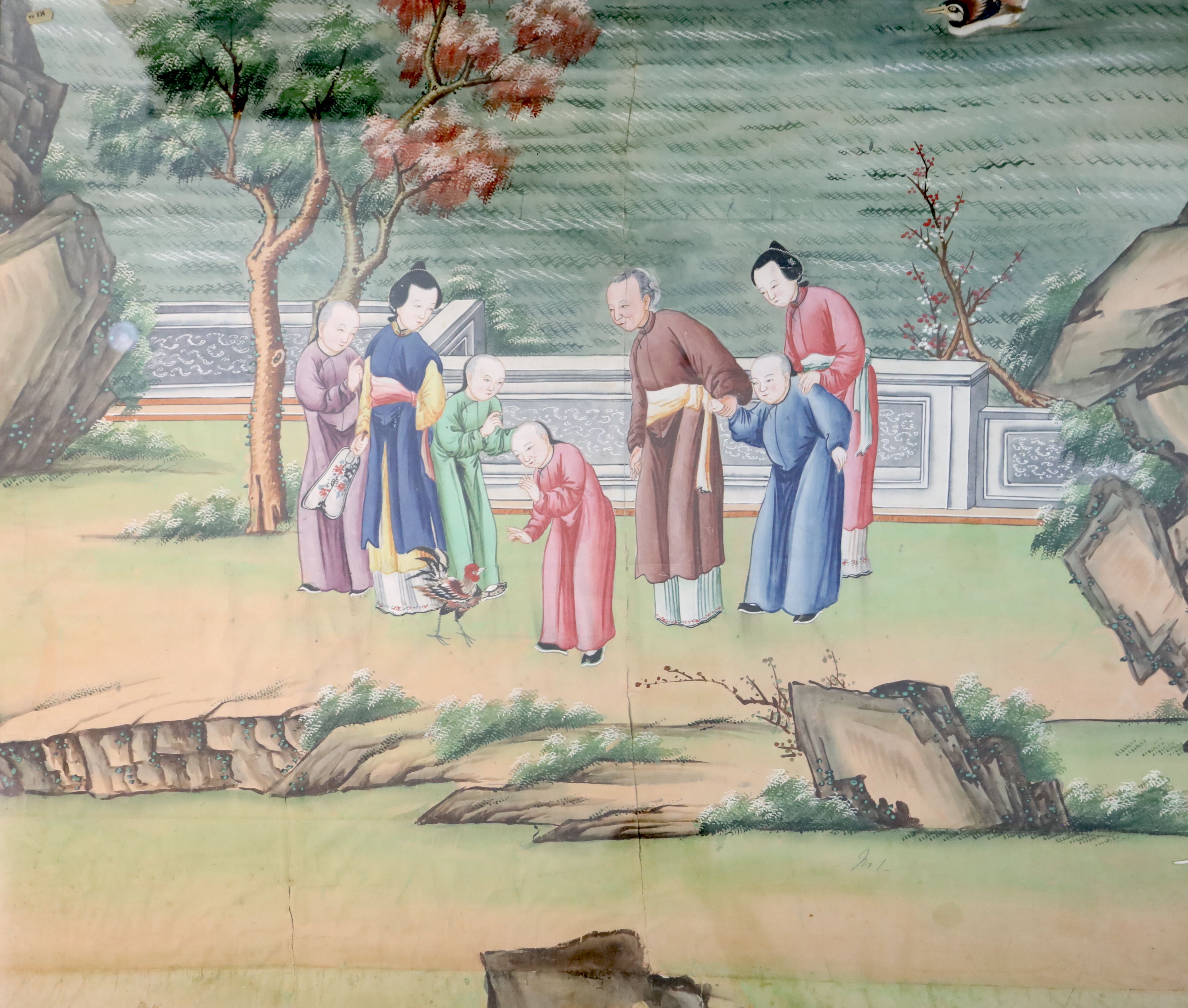Two Chinese hand painted wallpaper panels, late 18th century Provenance - A. T. Arber-Cooke
